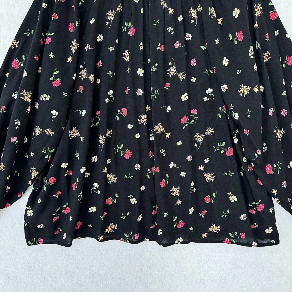 Old Navy Blouse Top Womens XL Black Multicolored Floral Poet Oversized Relax - Picture 9 of 15